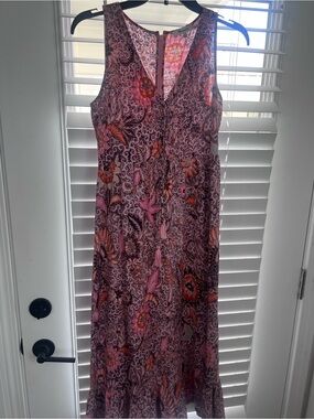 Sleeveless Pink Floral Maxi Dress with Tassel Tie, Madewell